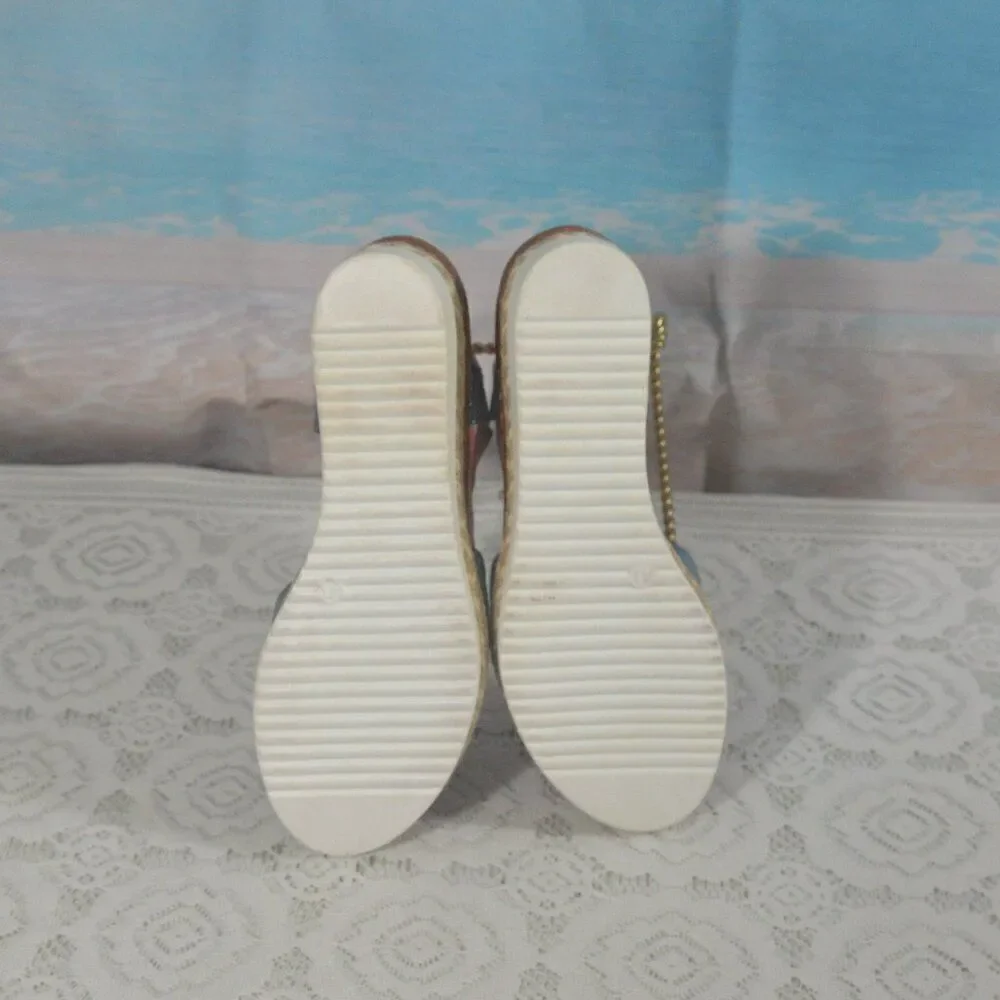 Sandals Peep Toe Wedge Platform Casual Summer Style Size 10 EU 41